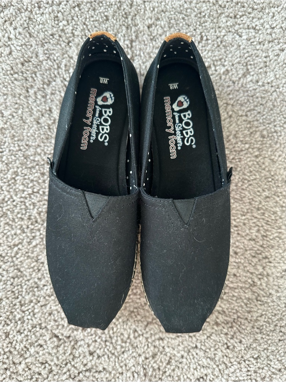Black Skechers BOBS Black Slip-On Memory Foam Loafers
